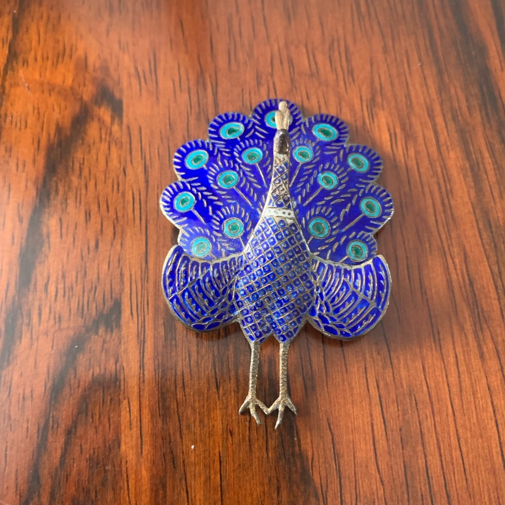 Vintage Sterling Peacock Brooch
